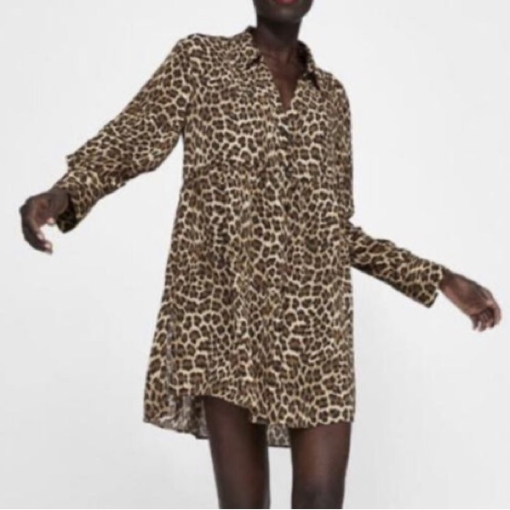Zara Cheetah Print Tunic Length Shirt
